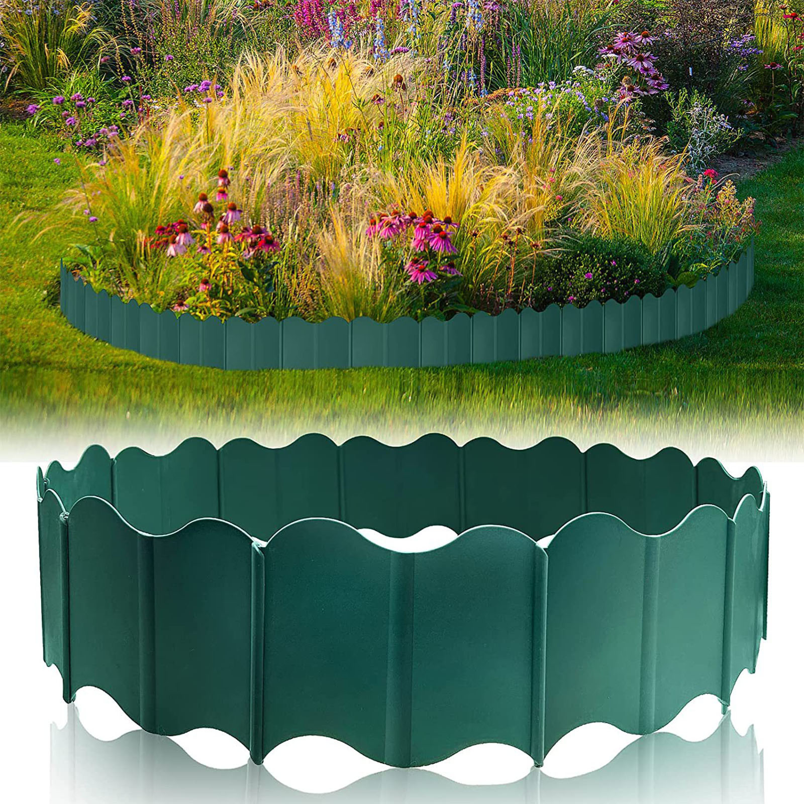 Garden Edging Border Landscape Edging Kit - 20Pcs Edging Border with Stakes for Landscaping Decorative Garden Flower Bed Yard, Lawn Edging Fence Edgings - 2025 Edition